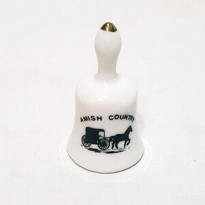 Amish Country Horse Buggy Carriage Miniature Bell Porcelain Vintage 2"